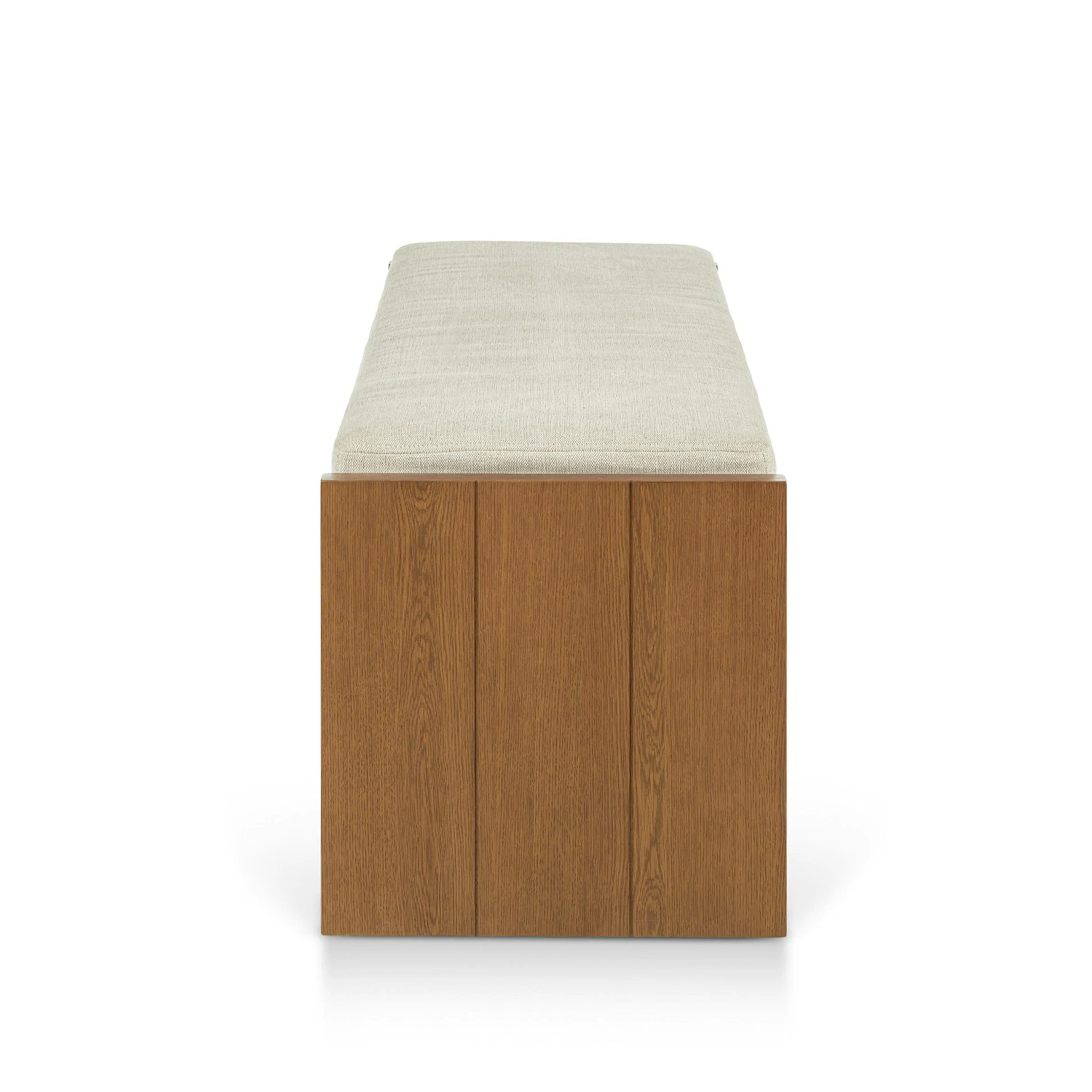 Cassie 56" Bench - Smoked Oak and Taupe Chenille