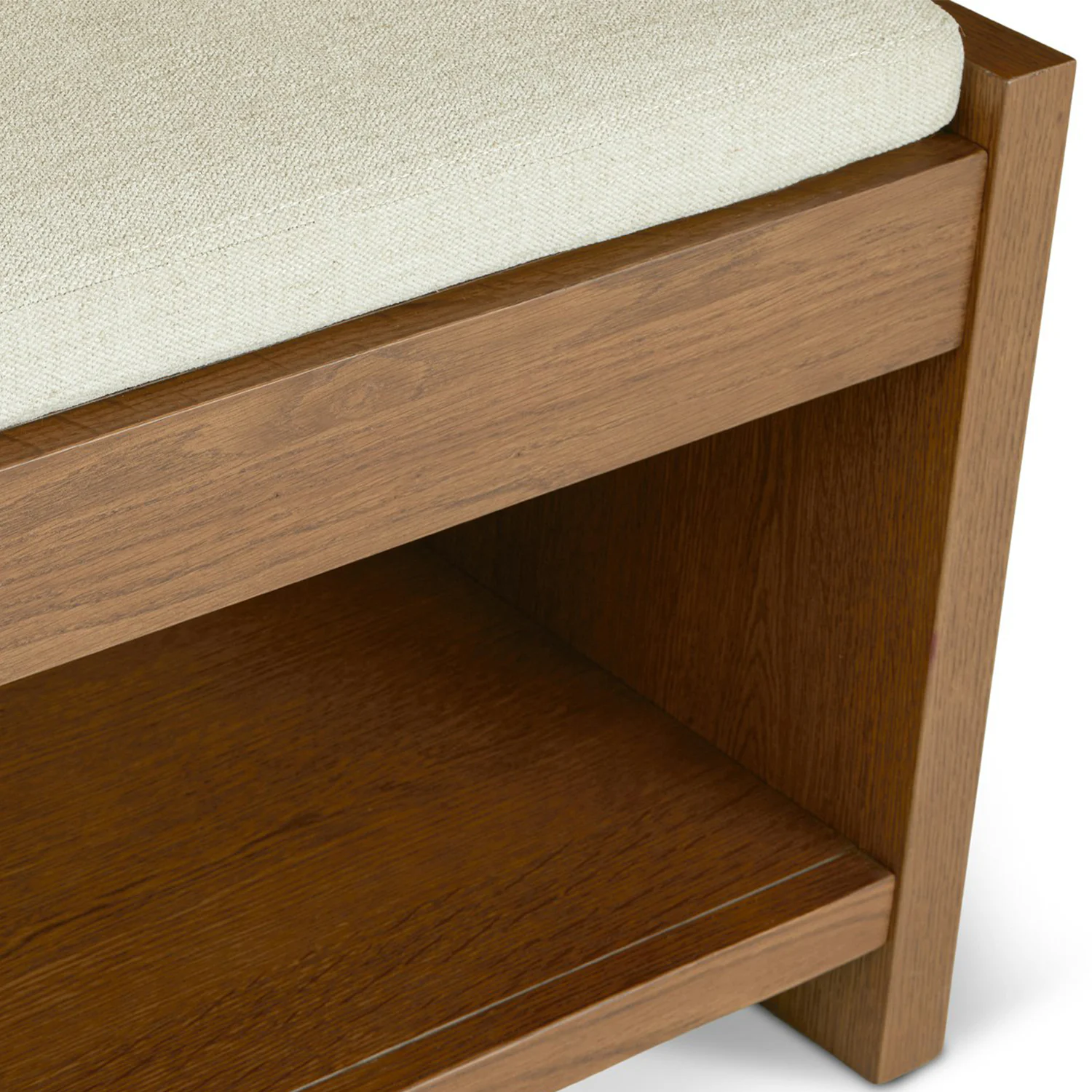 Cassie 56" Bench - Smoked Oak and Taupe Chenille
