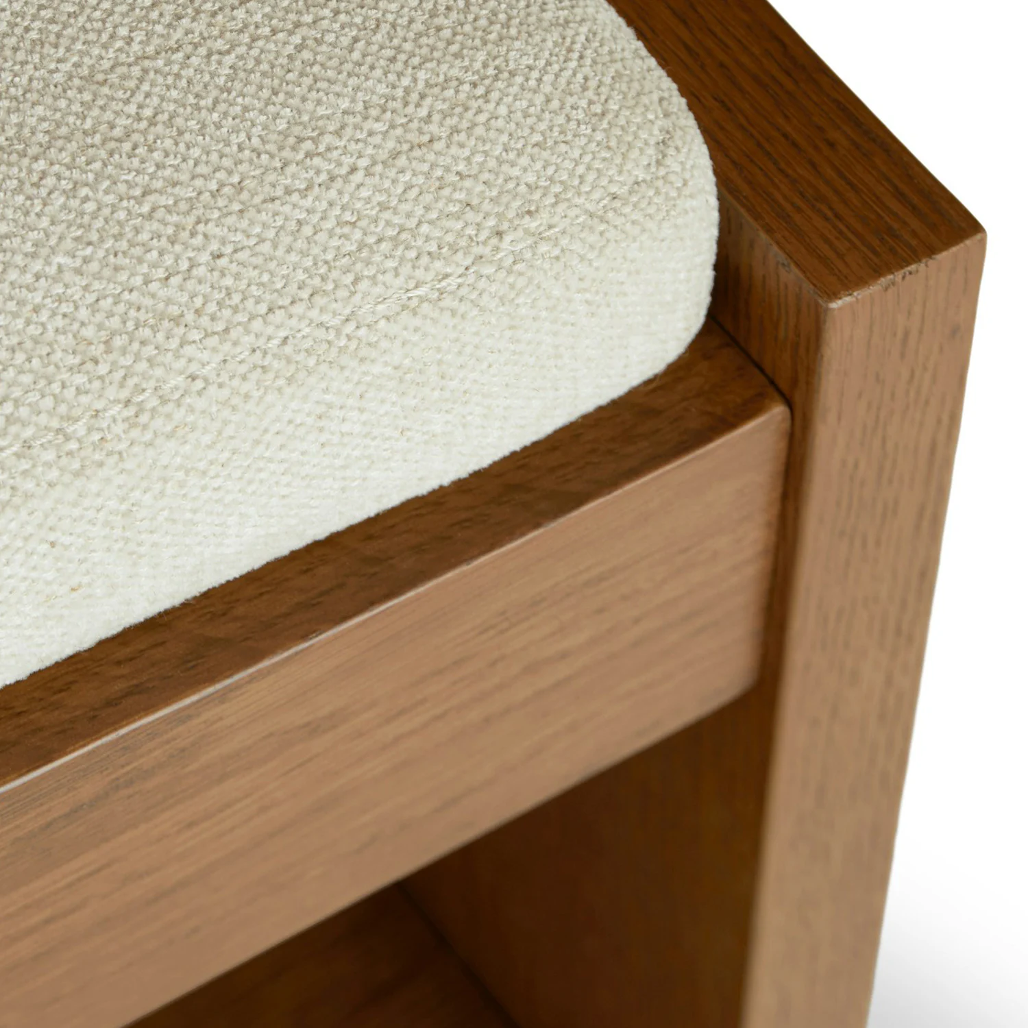 Cassie 56" Bench - Smoked Oak and Taupe Chenille