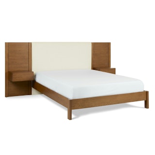 Cassie Taupe Chenille Smoked Oak Queen Bed