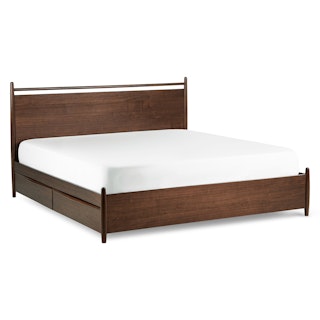 Lenia King Panel Storage Bed - Walnut