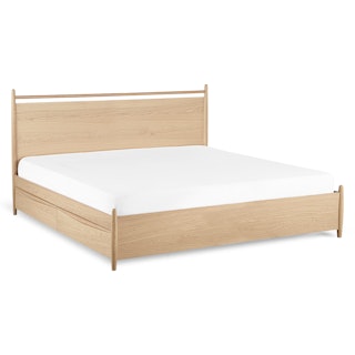 Lenia King Panel Storage Bed - White Oak