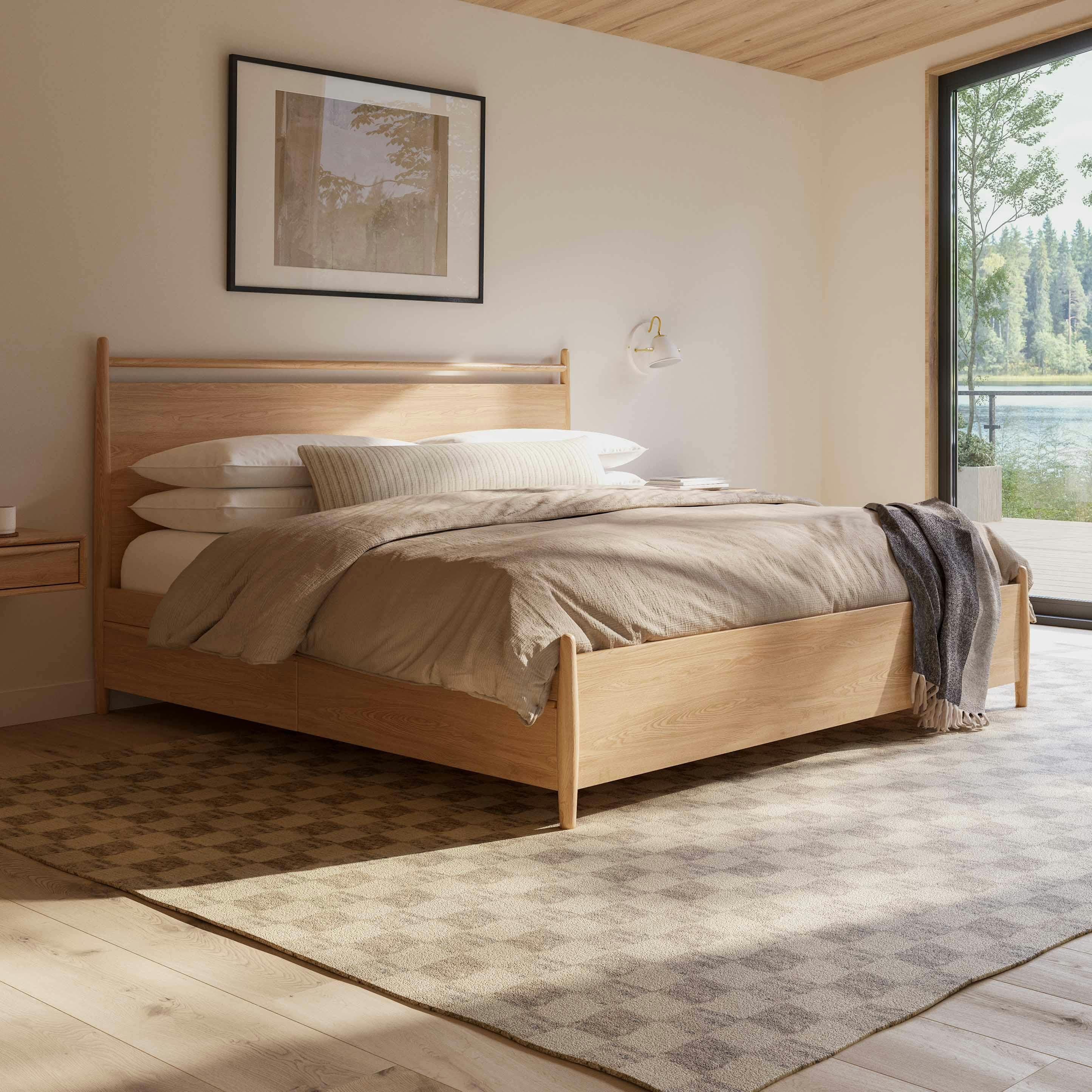 Lenia Panel White Oak King Storage Bed | Article