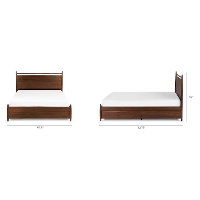 Lenia Panel Walnut Queen Storage Bed Article