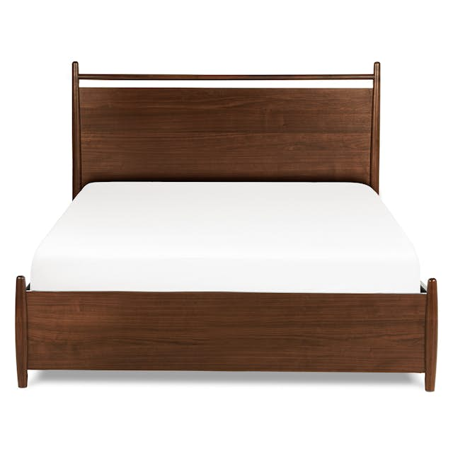 Lenia Panel Walnut Queen Storage Bed Article