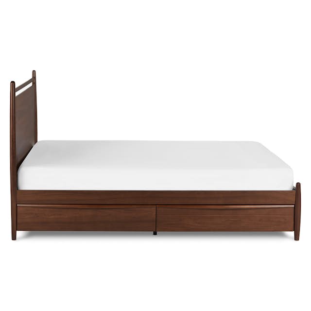 Lenia Panel Walnut Queen Storage Bed Article