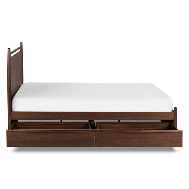 Lenia Panel Walnut Queen Storage Bed Article