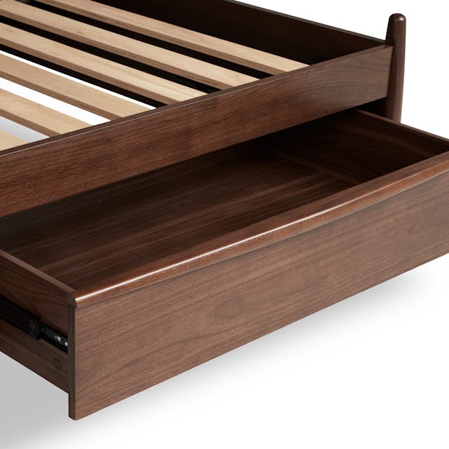 Lenia Panel Walnut Queen Storage Bed Article