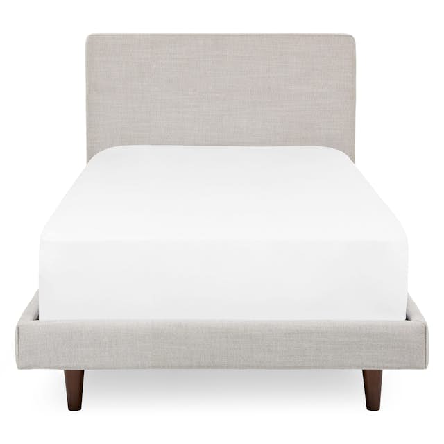 Clay Taupe Fabric TwinSized Bed Frame w/ Headboard Tessu Article