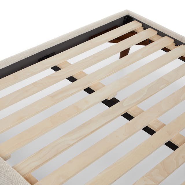 Clay Taupe Fabric TwinSized Bed Frame w/ Headboard Tessu Article