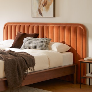 Rolph King Velvet Headboard - Plush Pacific Rust