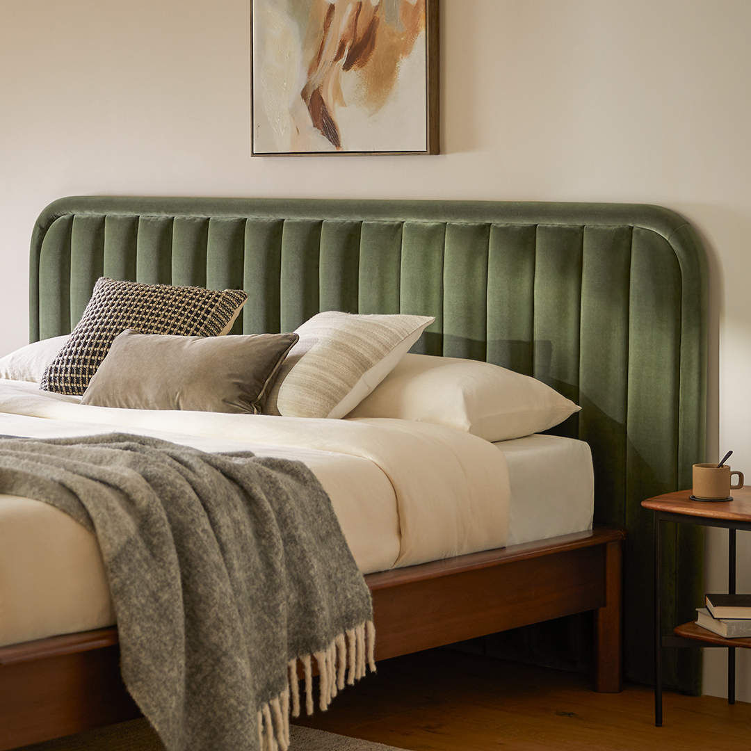 Rolph Plush Pacific Green King Tufted Channel Headboard Article