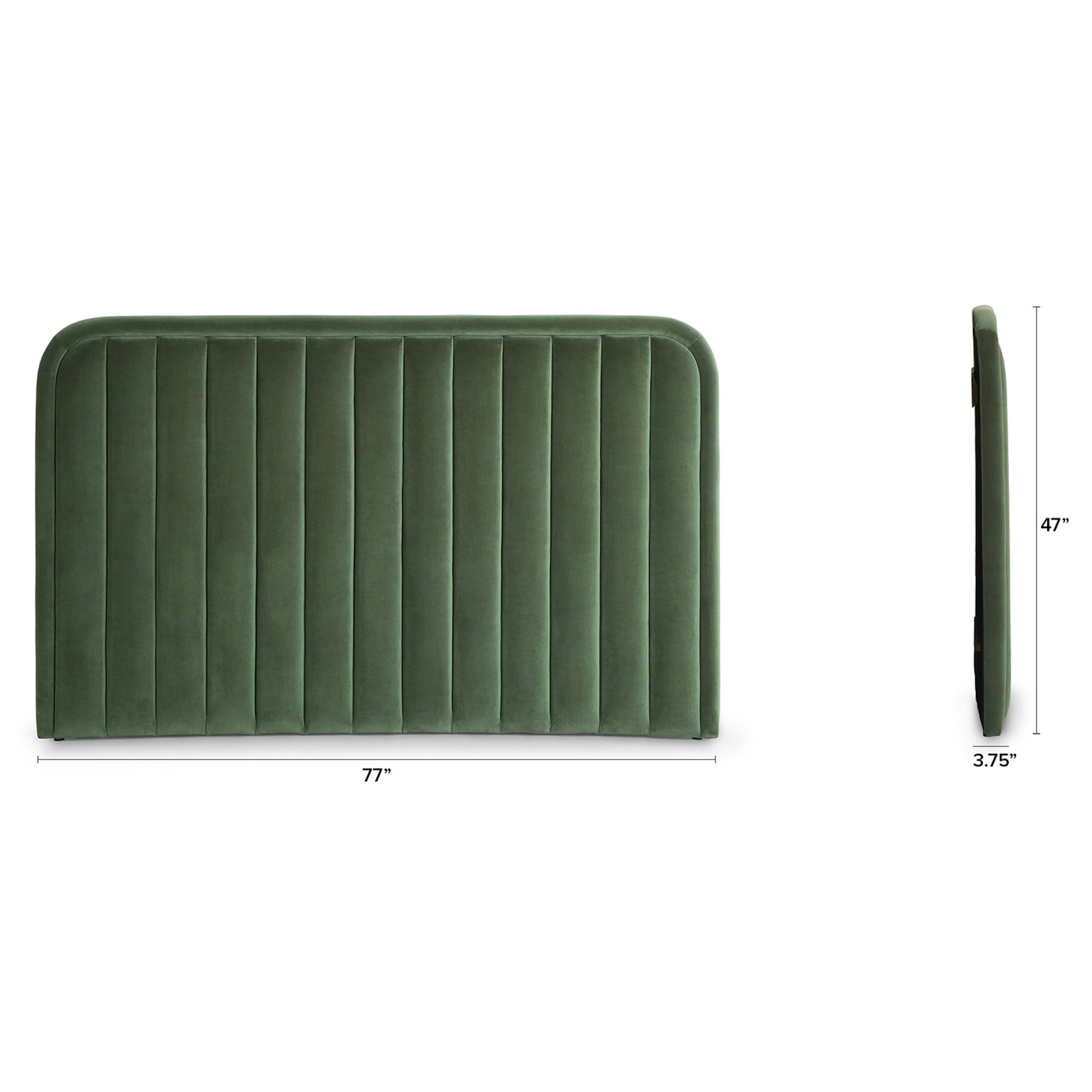 Rolph Queen Velvet Headboard - Plush Pacific Green