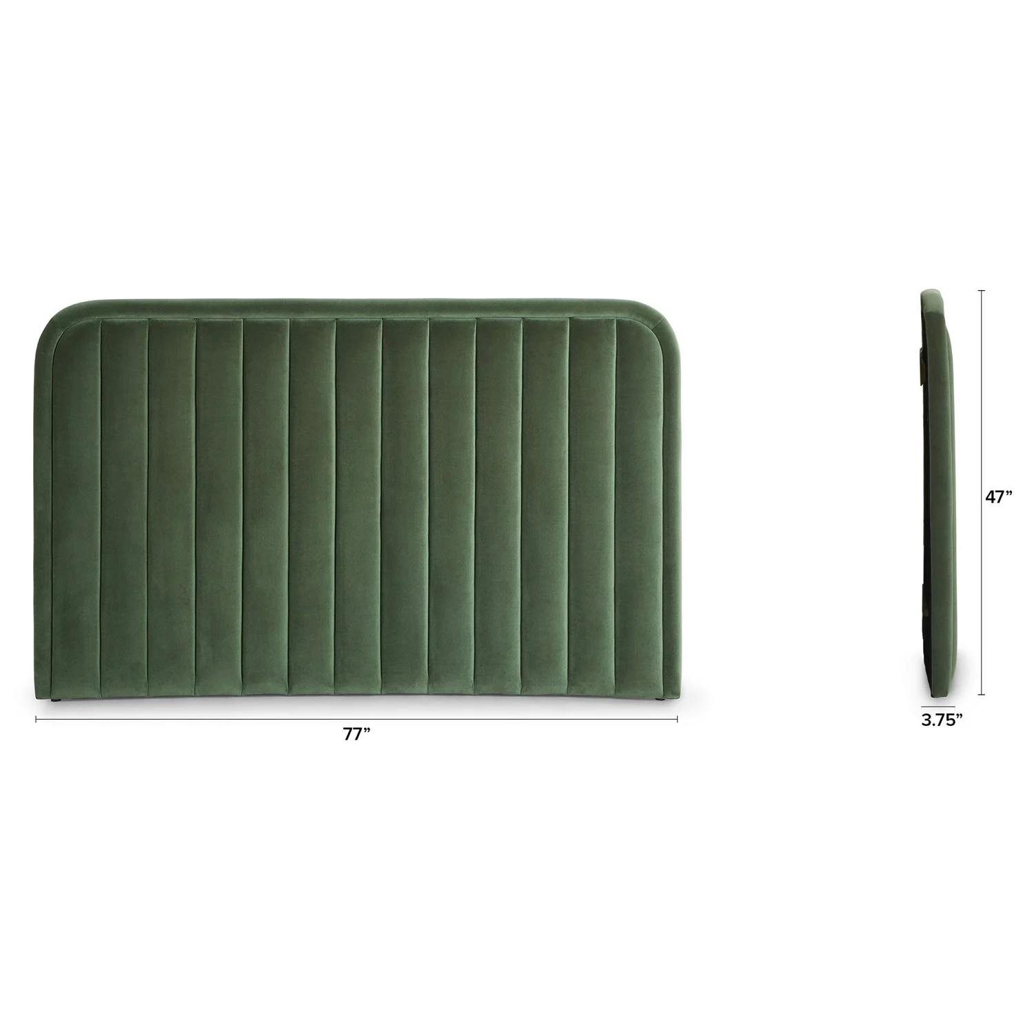 Rolph Queen Velvet Headboard - Plush Pacific Green