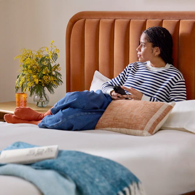 Rolph Queen Velvet Headboard - Plush Pacific Rust