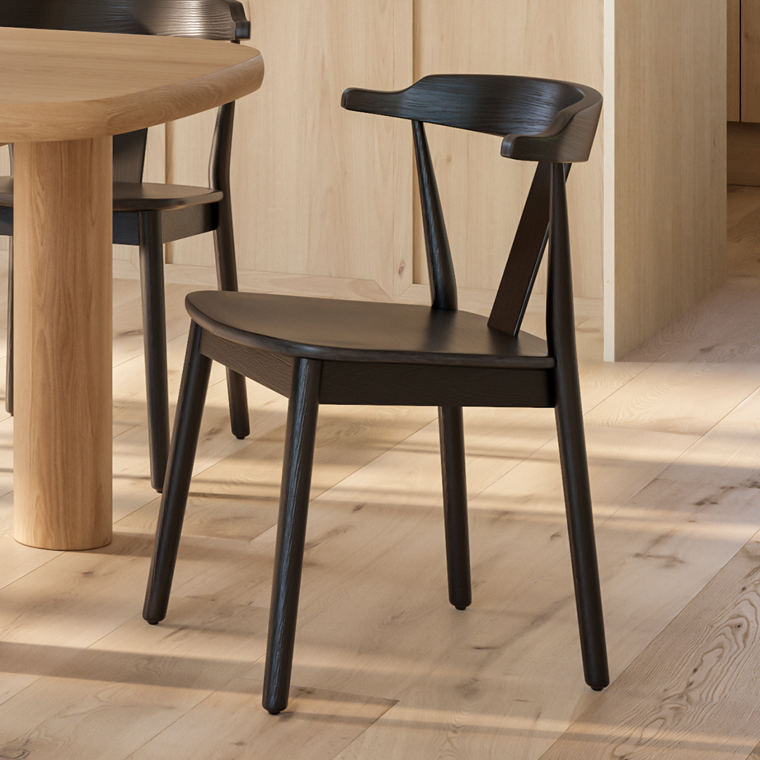 Black Wood Dining Chair Solid Ash Coastal Design Article Morton Modern Furniture