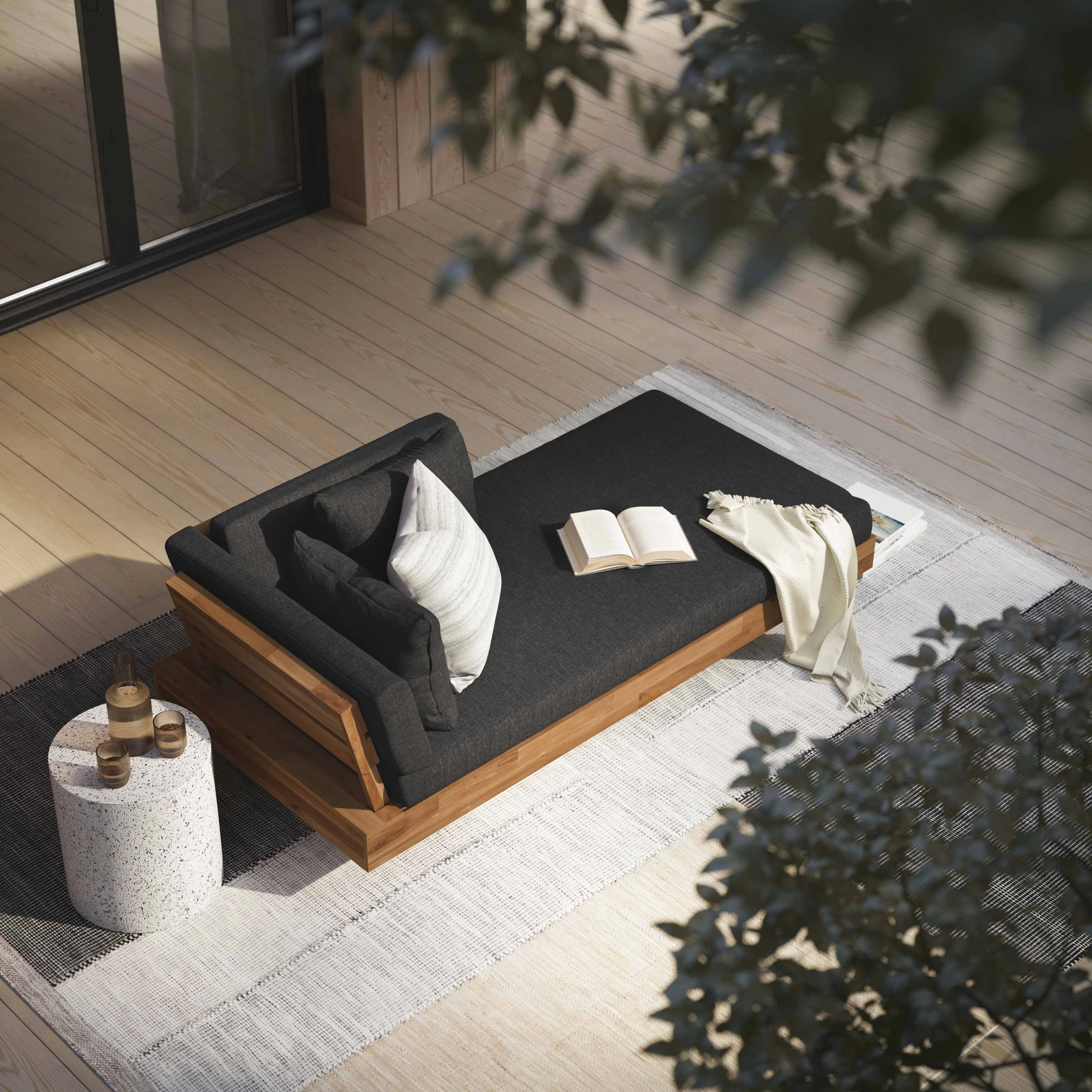 Lubek 69.25" Outdoor Low Right Chaise Lounge - Slate Gray