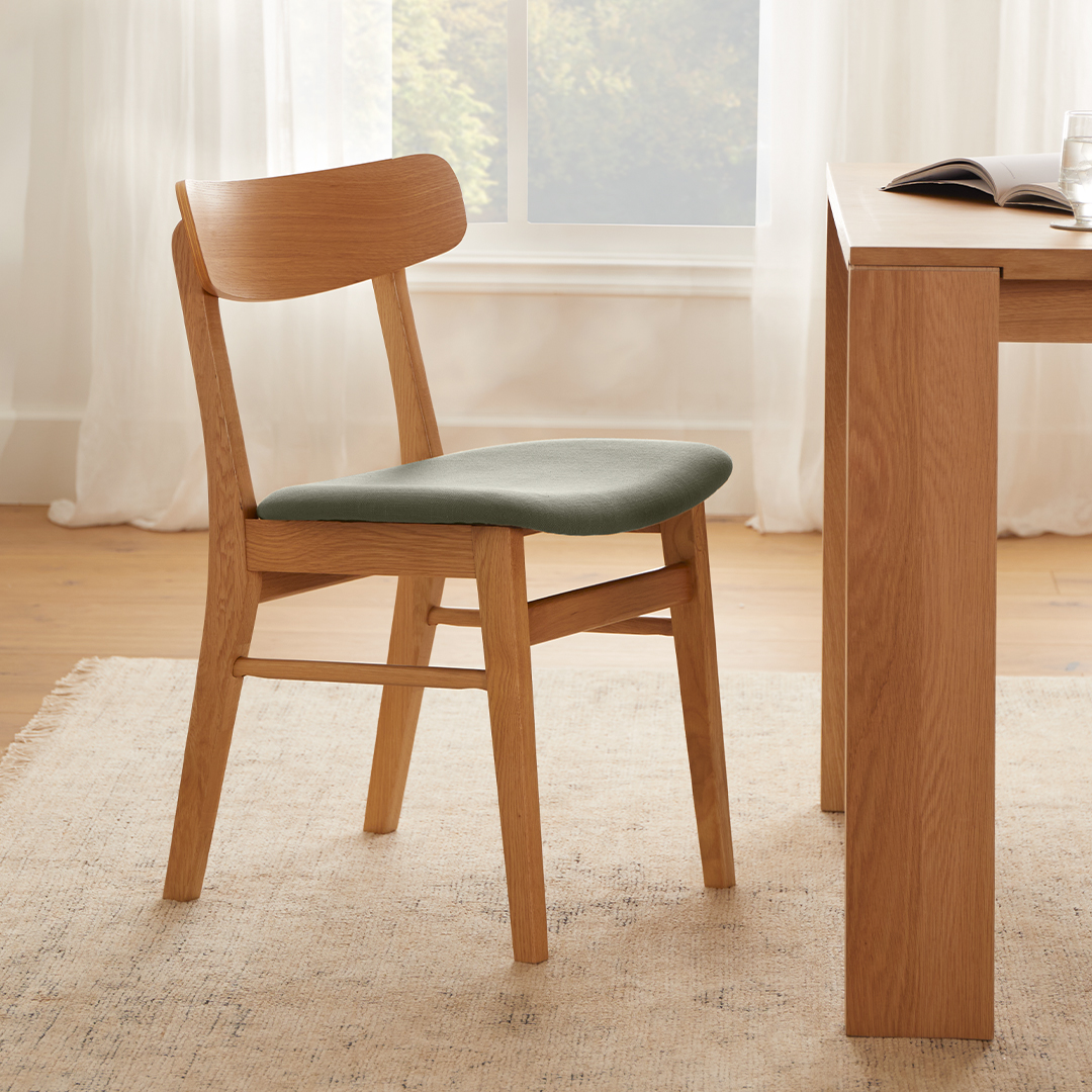 Ecole Oak & Welsh Green Fabric Dining Chair | Article