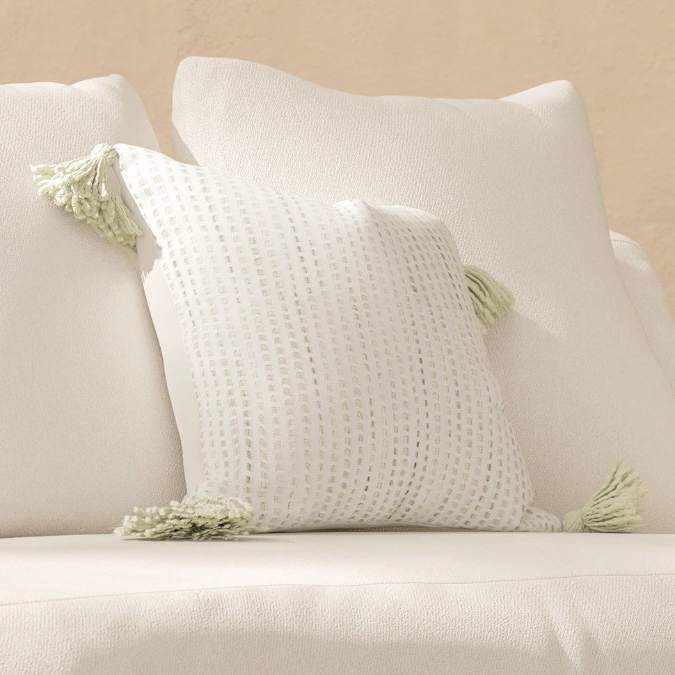 Flava Small Indoor/Outdoor Pillow - Tassel Green