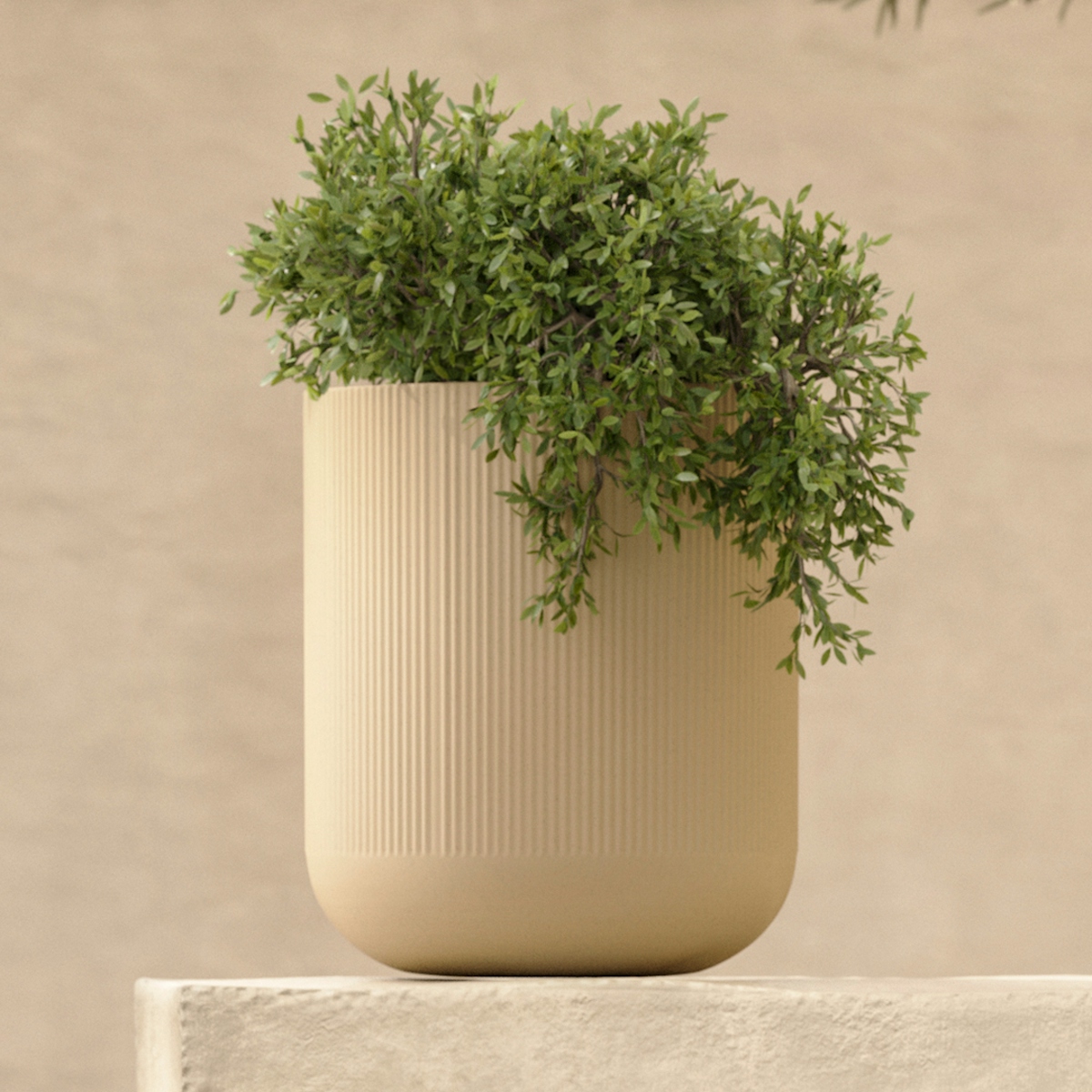Reya Limestone Cream Small Outdoor Planter | Article