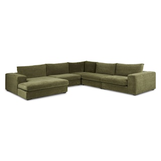 Beta 133.5" Left Modular Conversational Sectional - Cypress Green