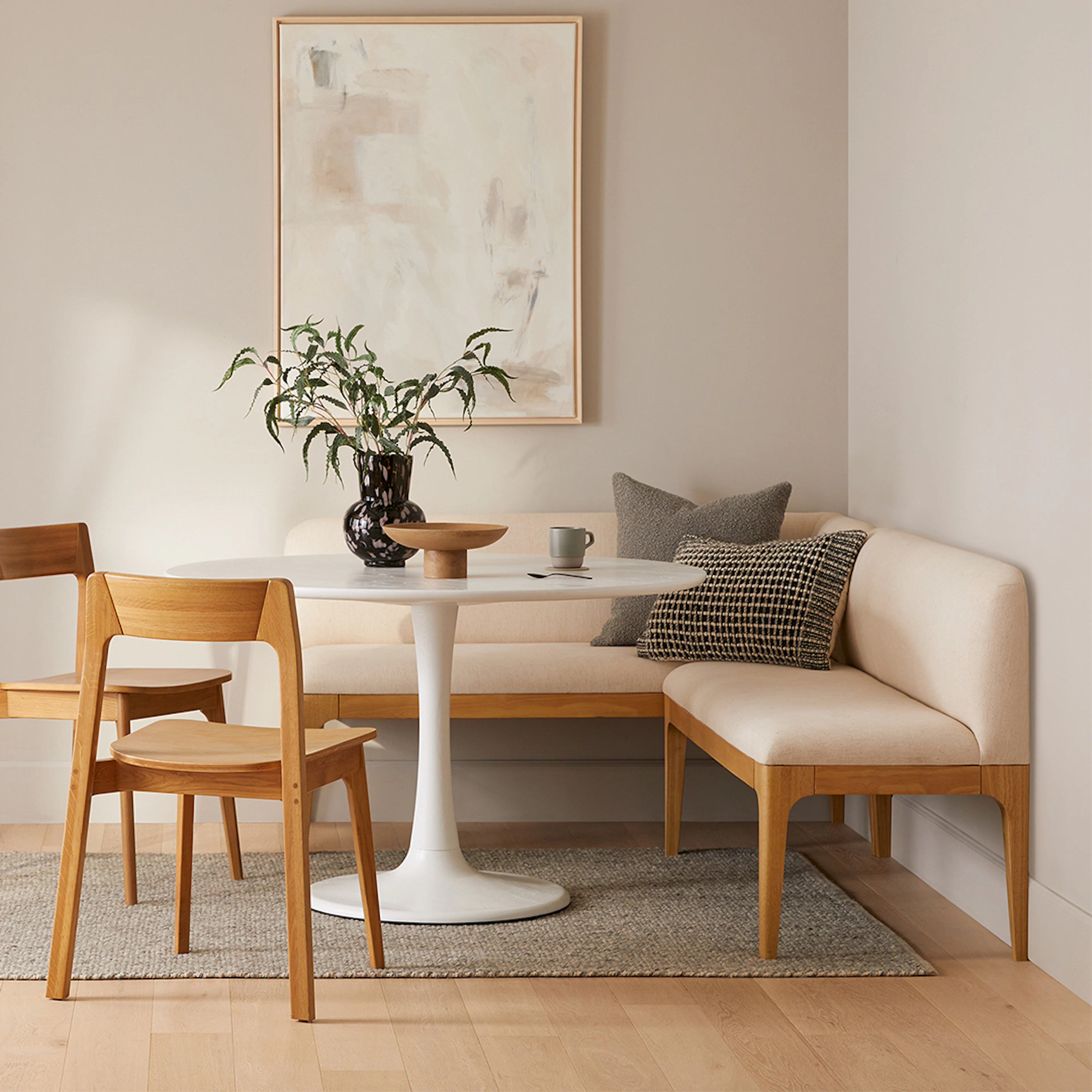 Rosin 53" Armless Banquette - Oak and Sand Ivory