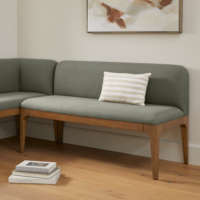 Rosin 53" Armless Banquette - Smoked Oak and Welsh Green