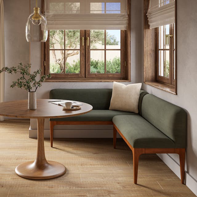 Rosin 53" Armless Banquette - Smoked Oak and Welsh Green