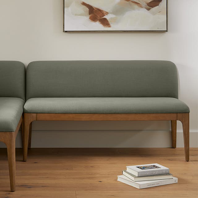 Rosin 53" Armless Banquette - Smoked Oak and Welsh Green