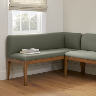 Rosin 56.75" Right Corner Banquette - Smoked Oak and Welsh Green