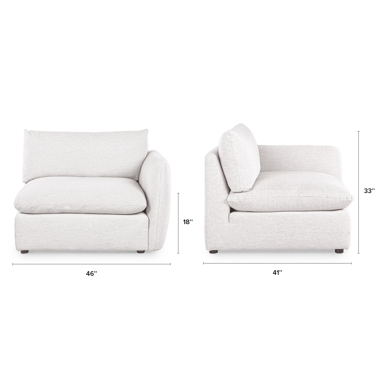 Leigh Silver Ivory Right Arm Chair Module | Article
