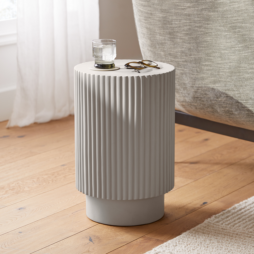 Nordens Ridge Taupe Concrete Fluted Side Table | Article