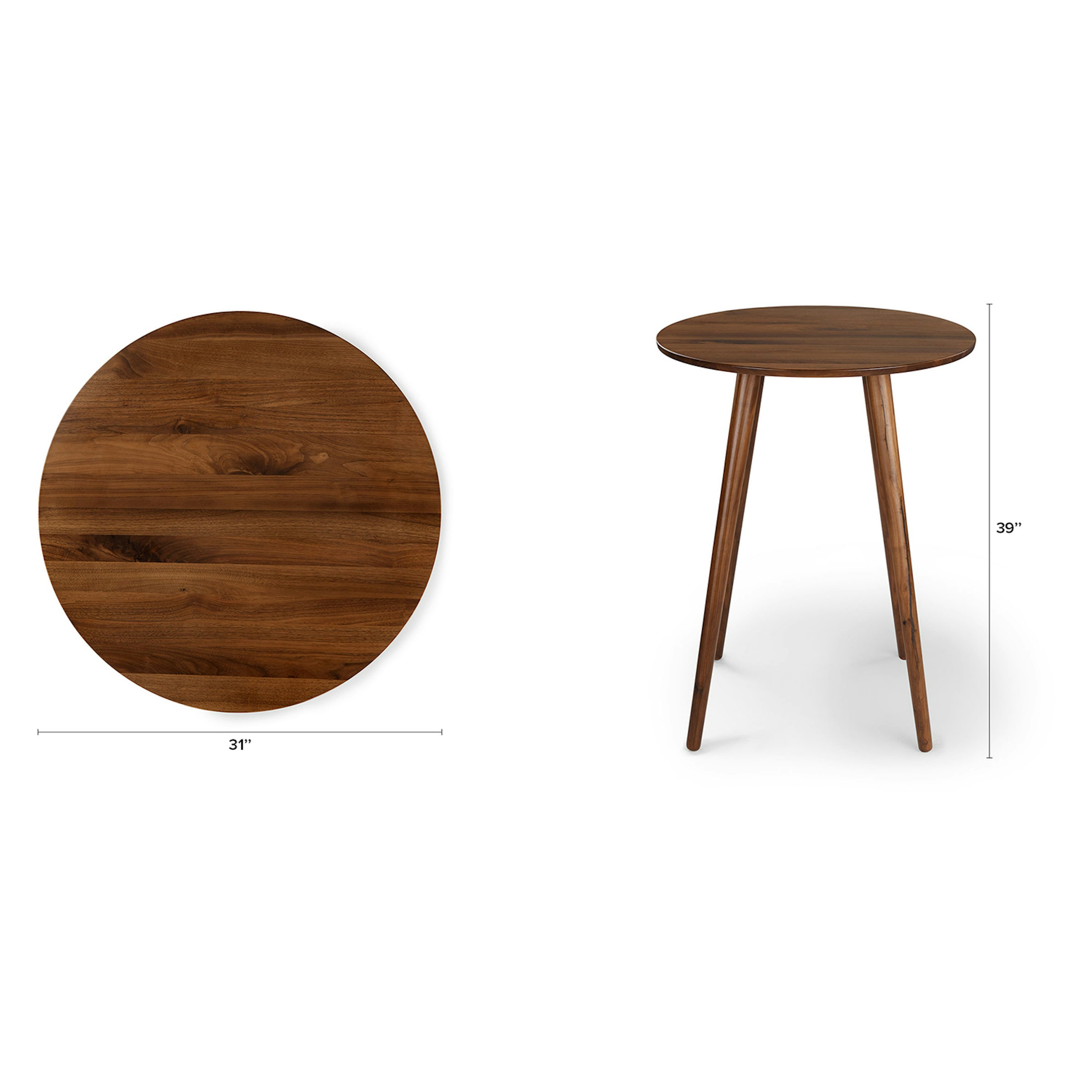 Seno Walnut Round Bar Table - Thumbnail 4