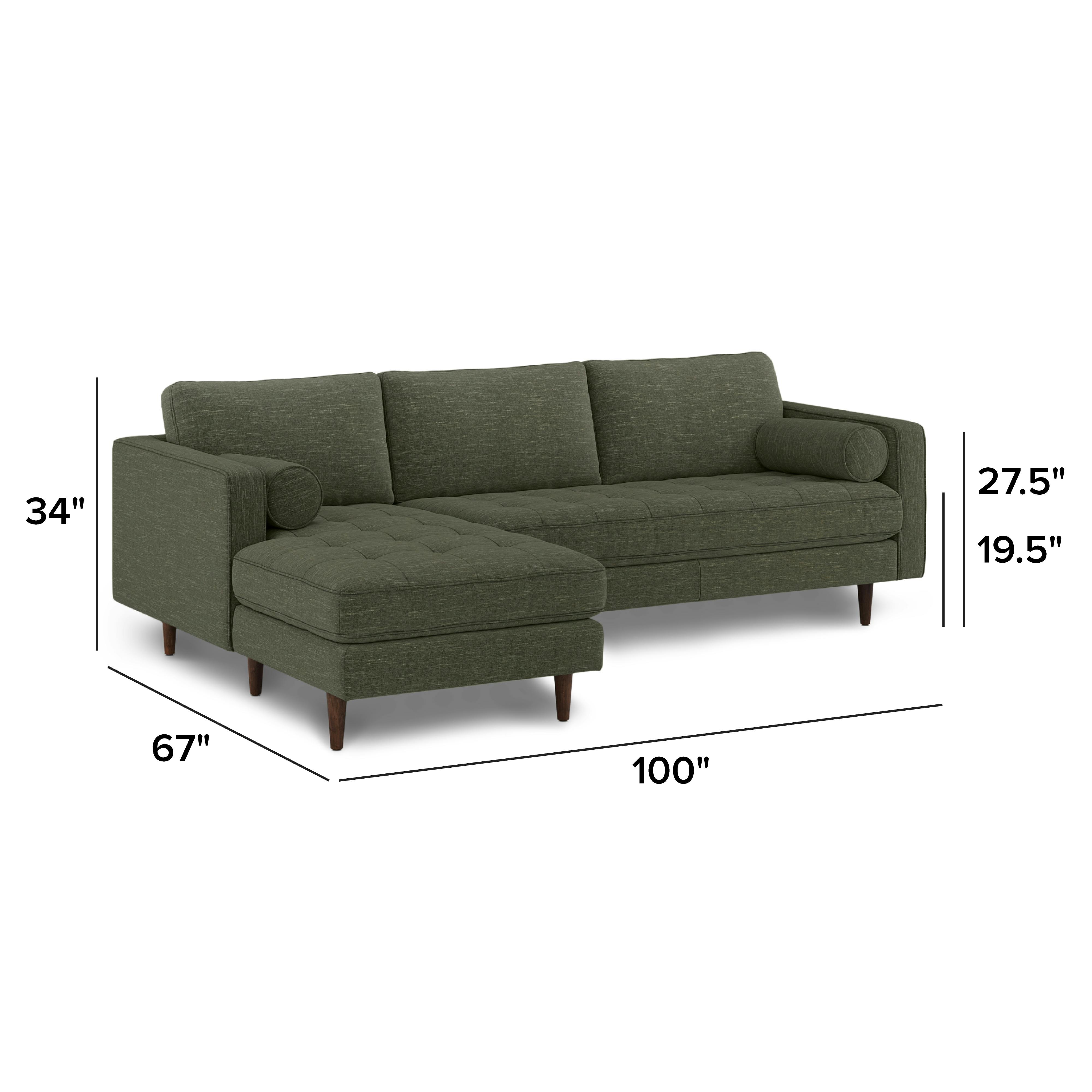 Sven Fir Green Tufted Left Chaise Sectional Sofa | Article