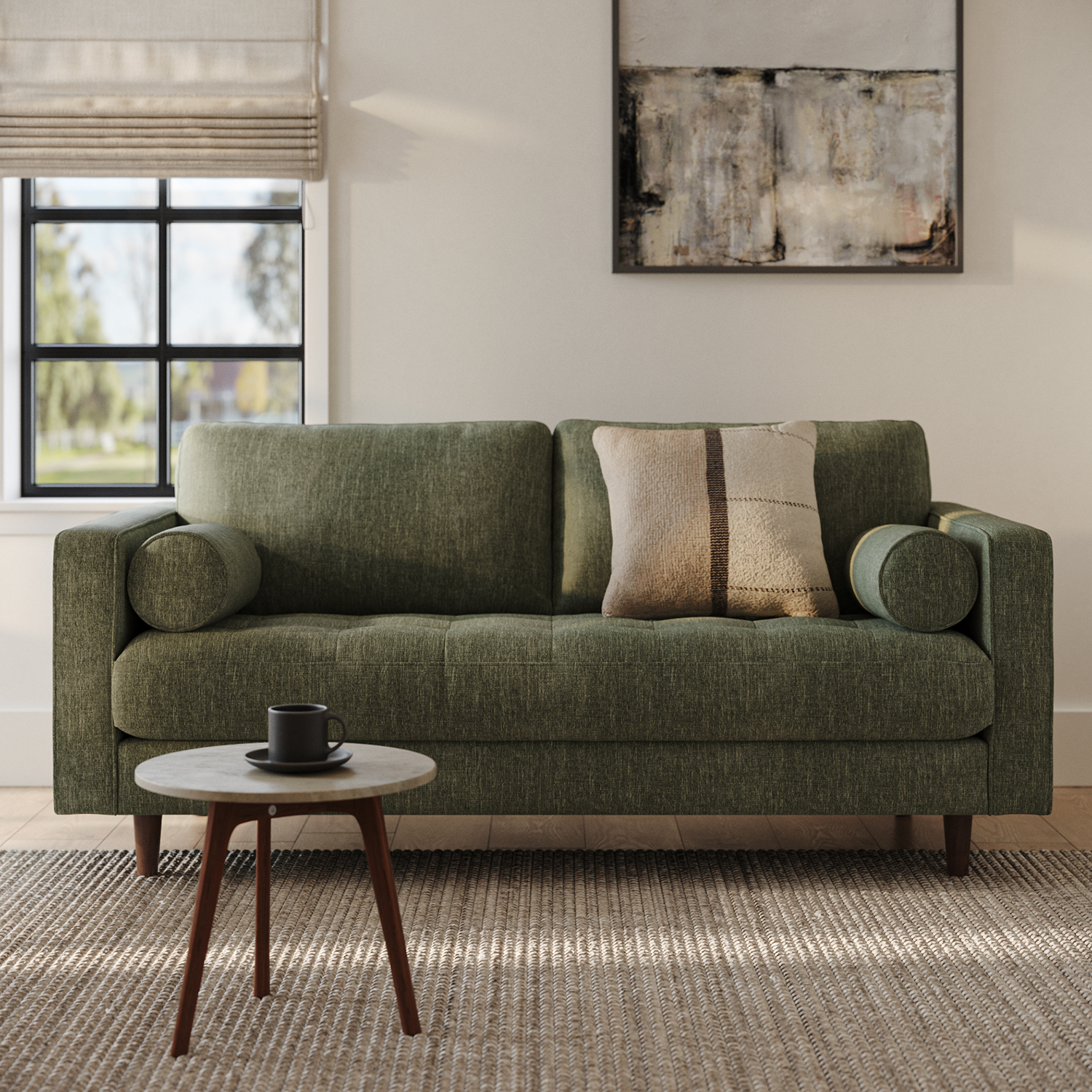 gromit　journal standard Furniture Sven Fir Green Tufted Loveseat | Article