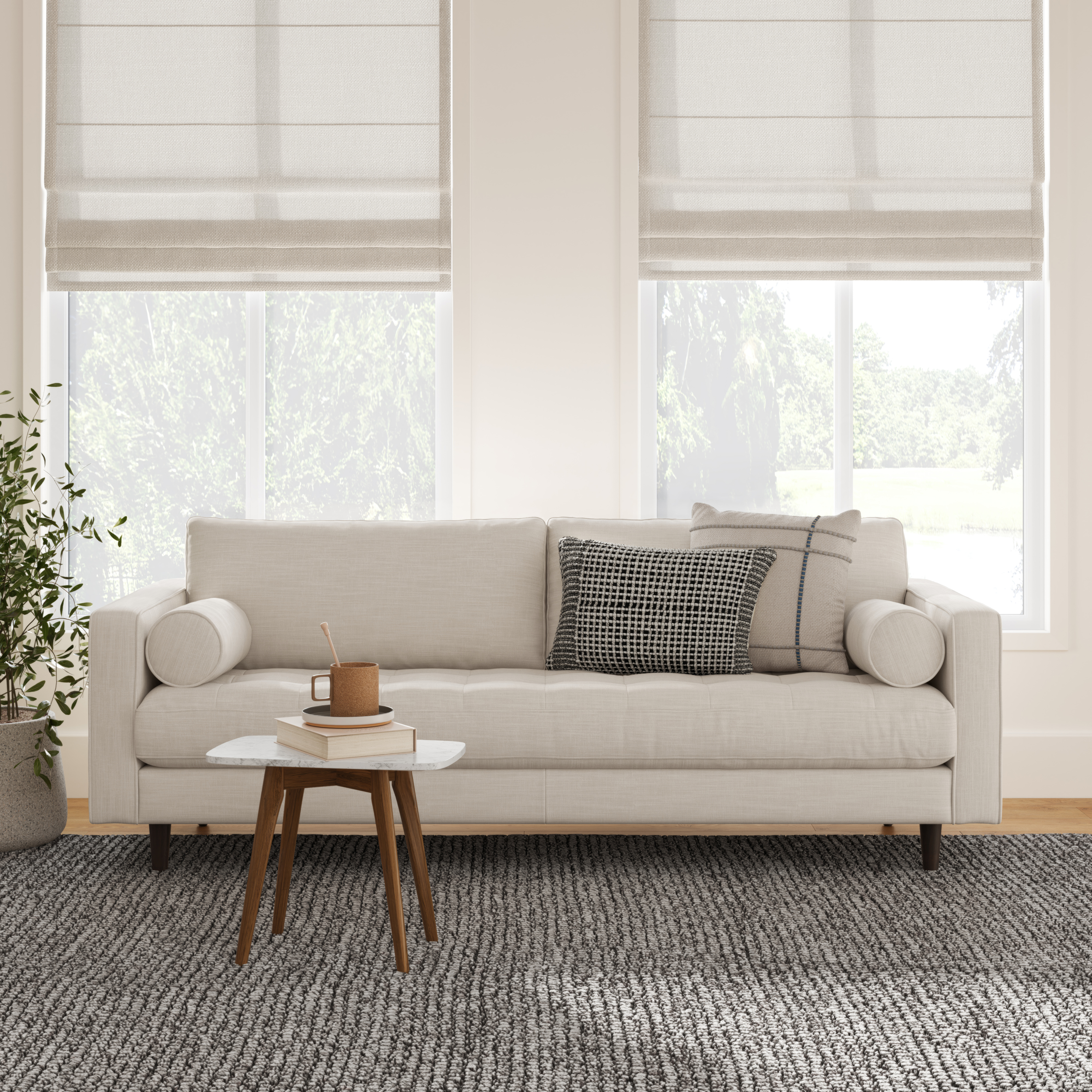 Sven Biscuit Cream Tufted Sofa