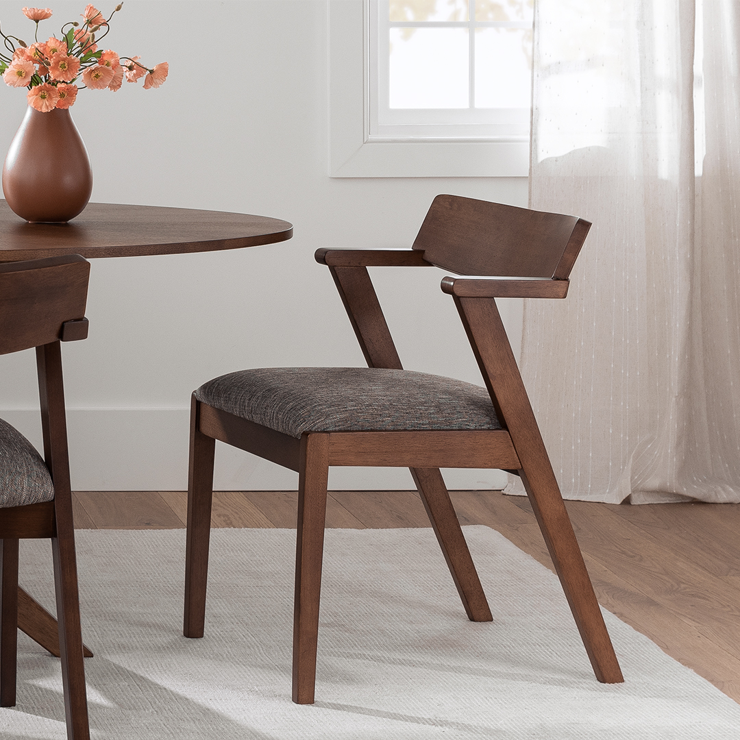 Walnut & Volcanic Gray Fabric Dining Chair Zola Article