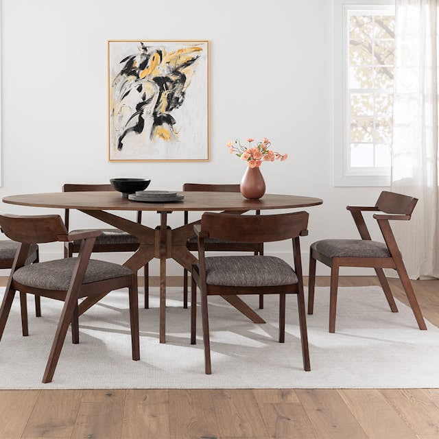 Walnut & Volcanic Gray Fabric Dining Chair Zola Article