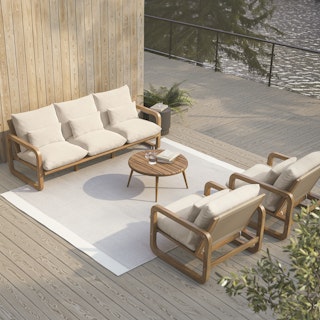 Laholm 88" Outdoor Sofa Set - Dravite Ivory