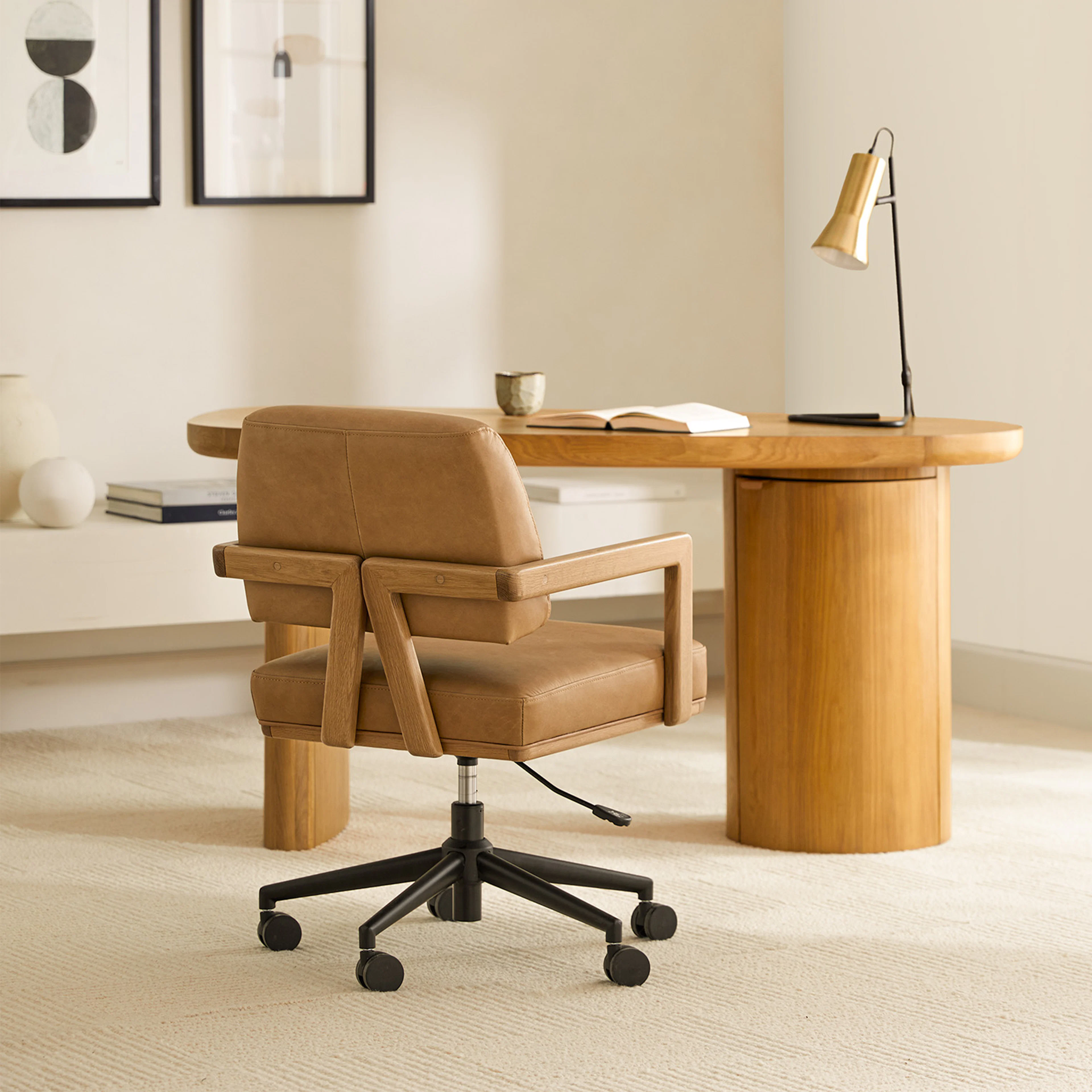 Aquila Leather Office Chair - Charme Tan
