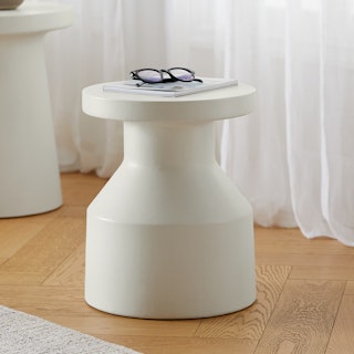 Cabeo Short Concrete Side Table - White