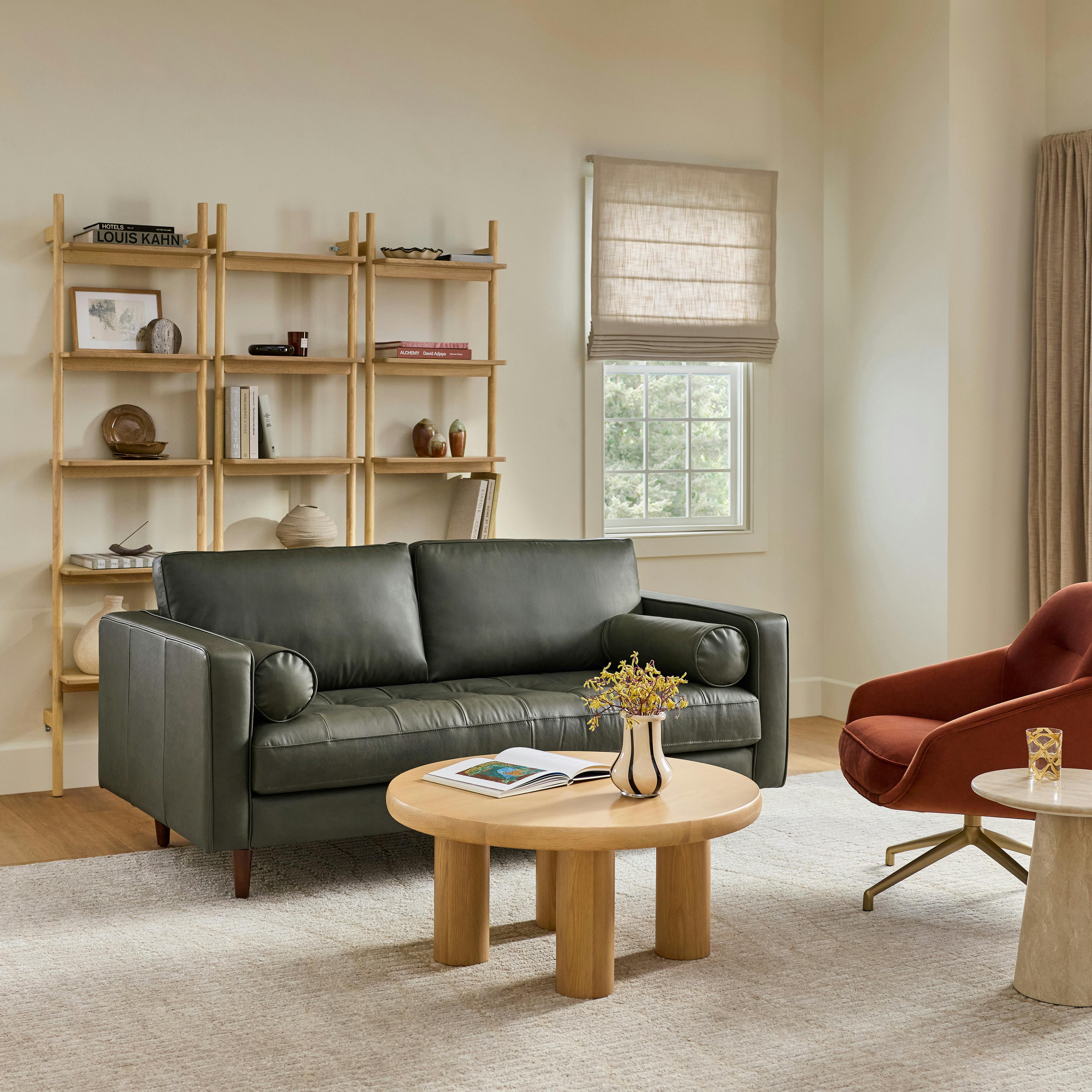 Sven Charme Green Tufted Leather Loveseat | Article