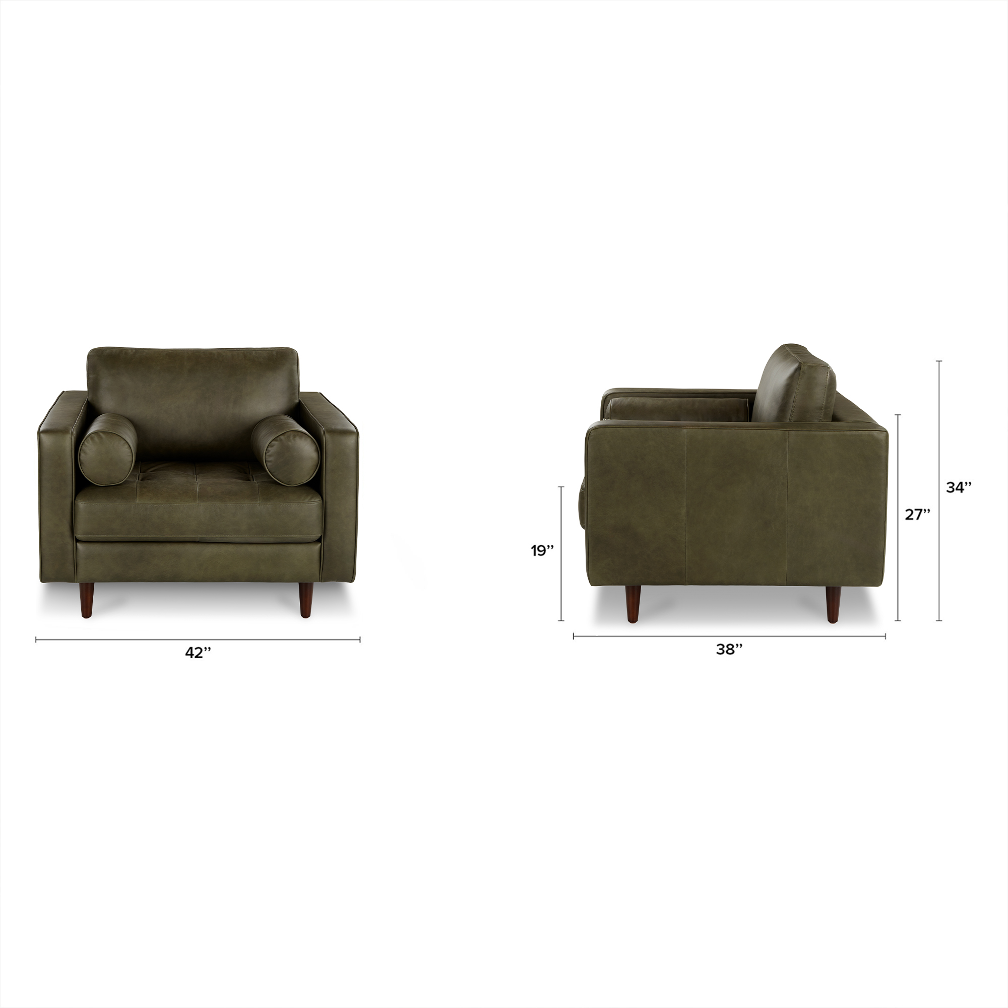 Sven 42" Tufted Leather Lounge Chair - Thumbnail 4