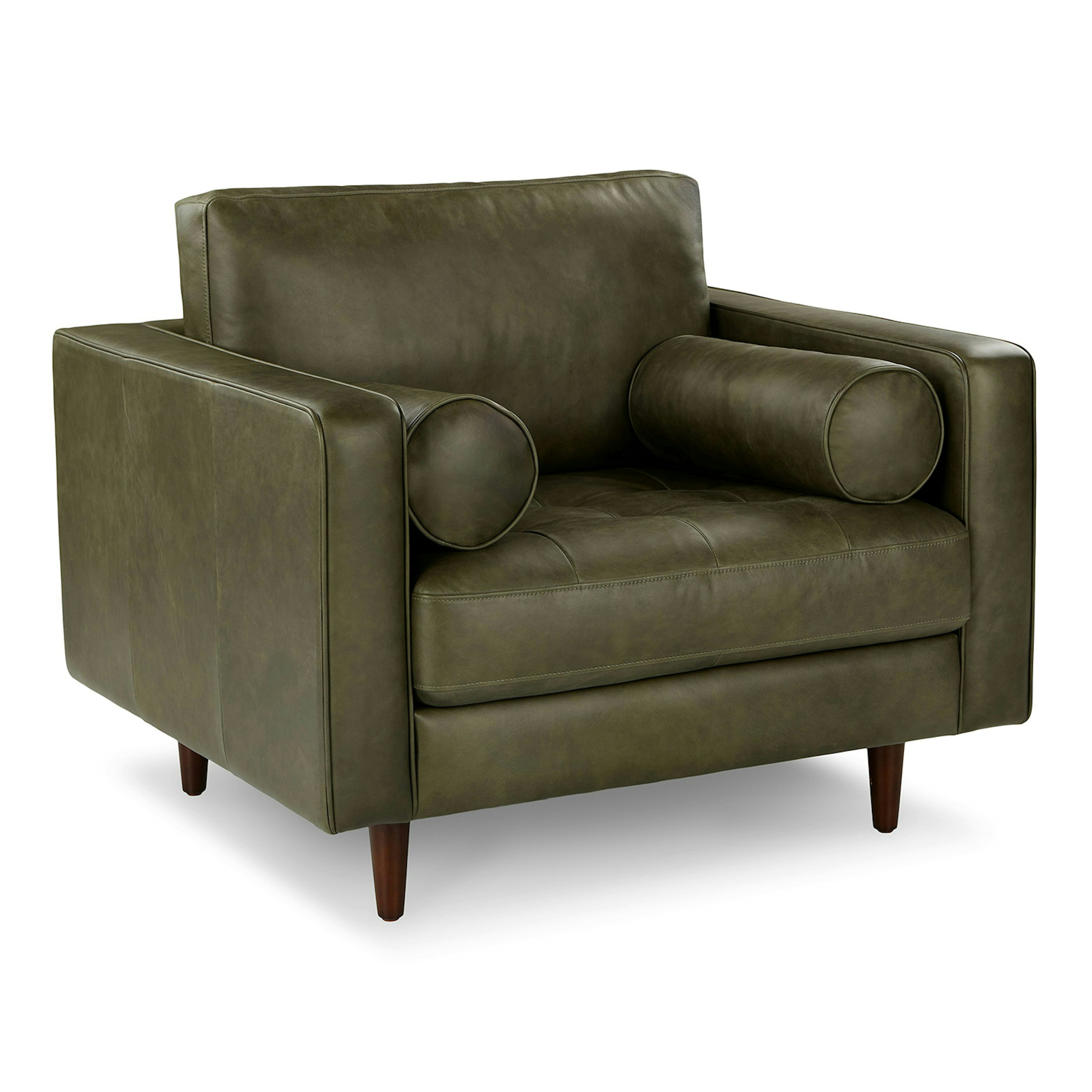 Sven 42" Tufted Leather Lounge Chair - Thumbnail 2