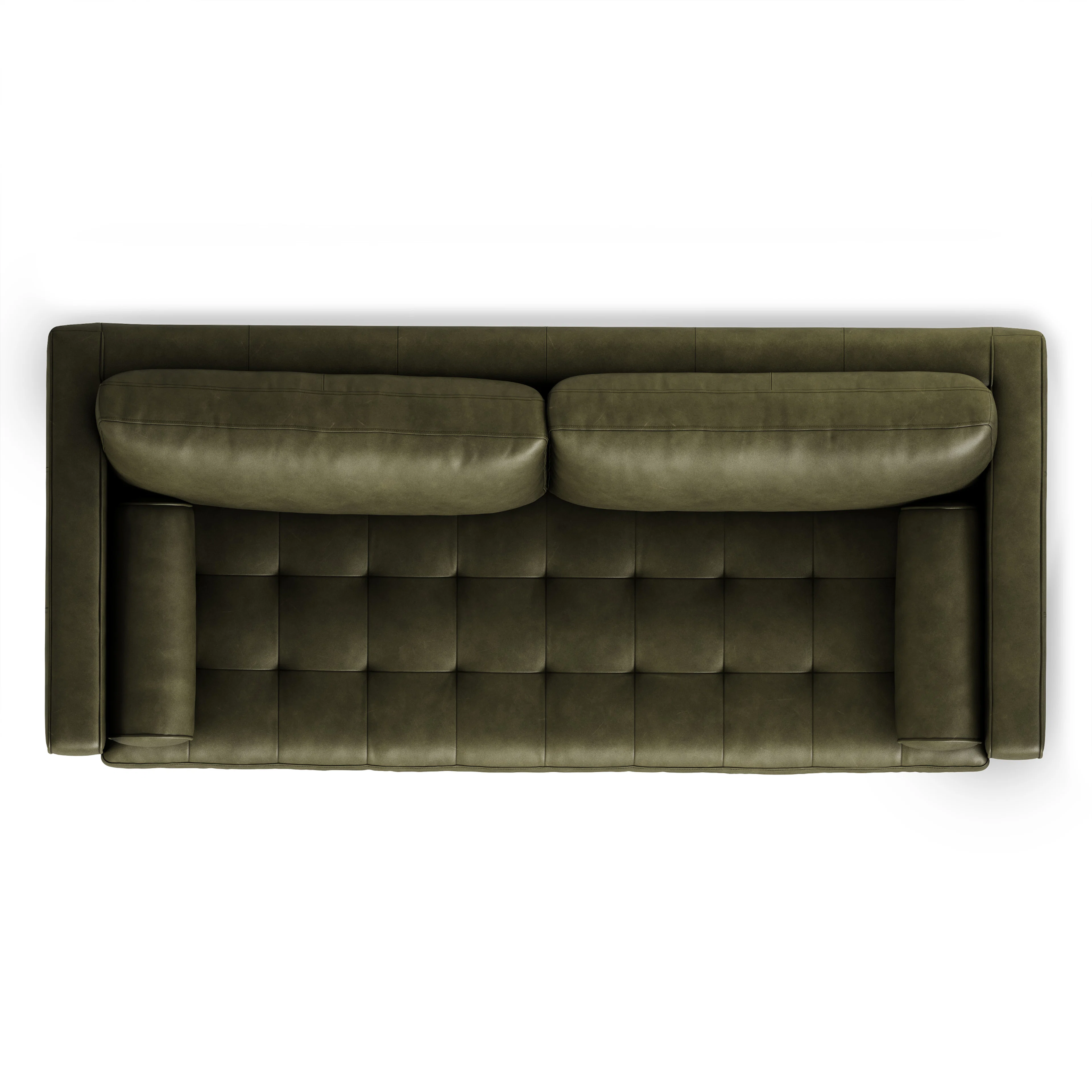 Sven 88" Tufted Leather Sofa - Charme Green