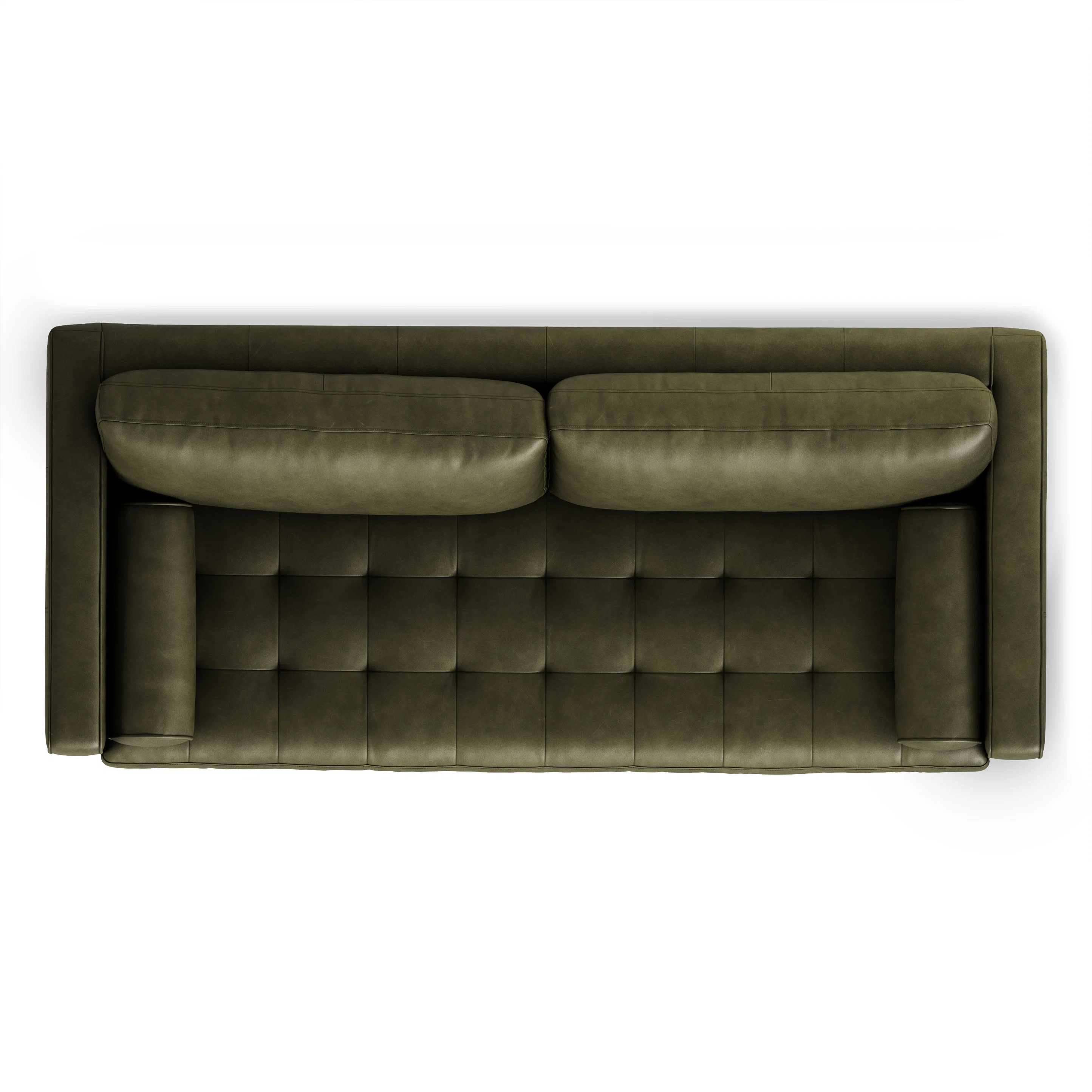 Sven 88" Tufted Leather Sofa - Charme Green
