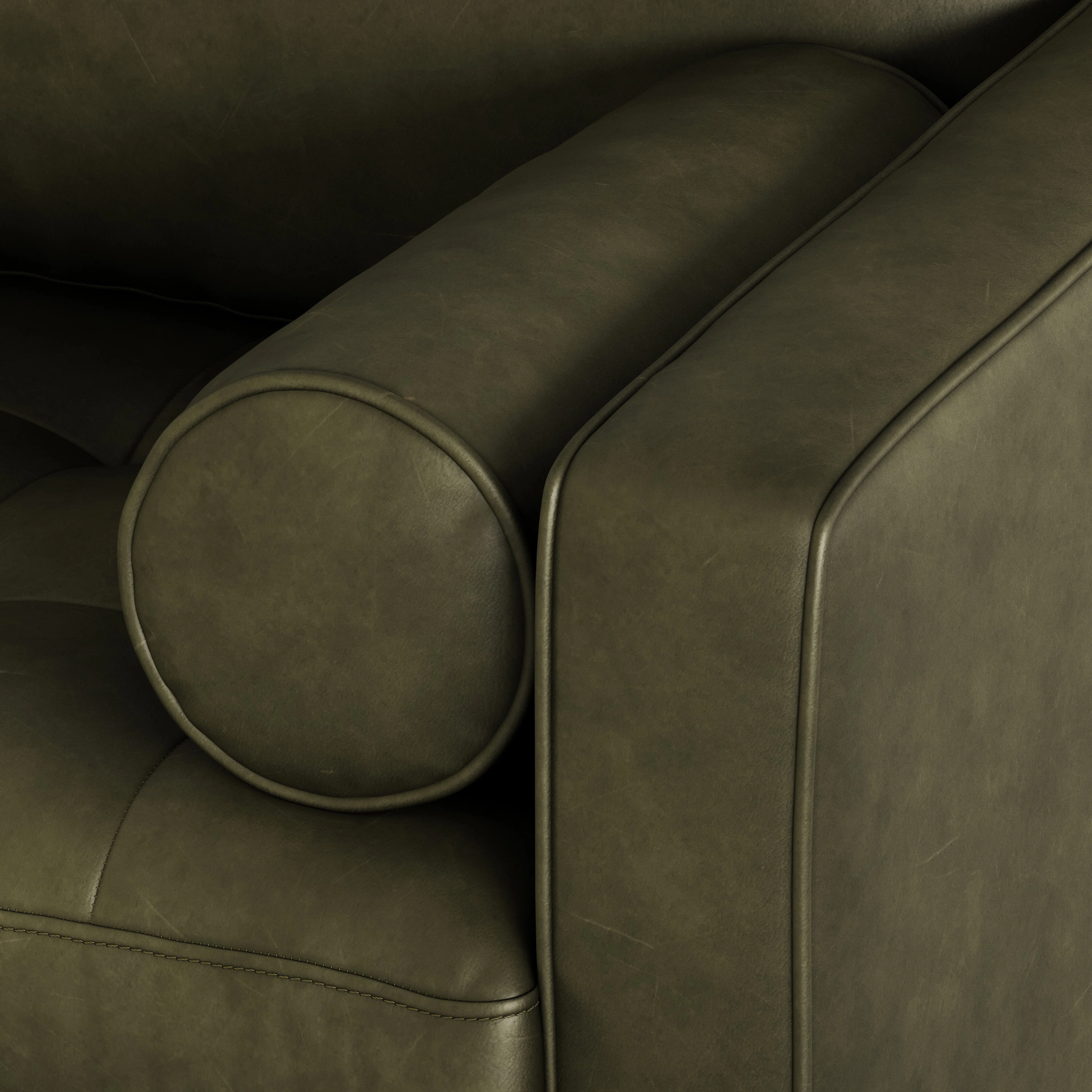 Sven 88" Tufted Leather Sofa - Charme Green