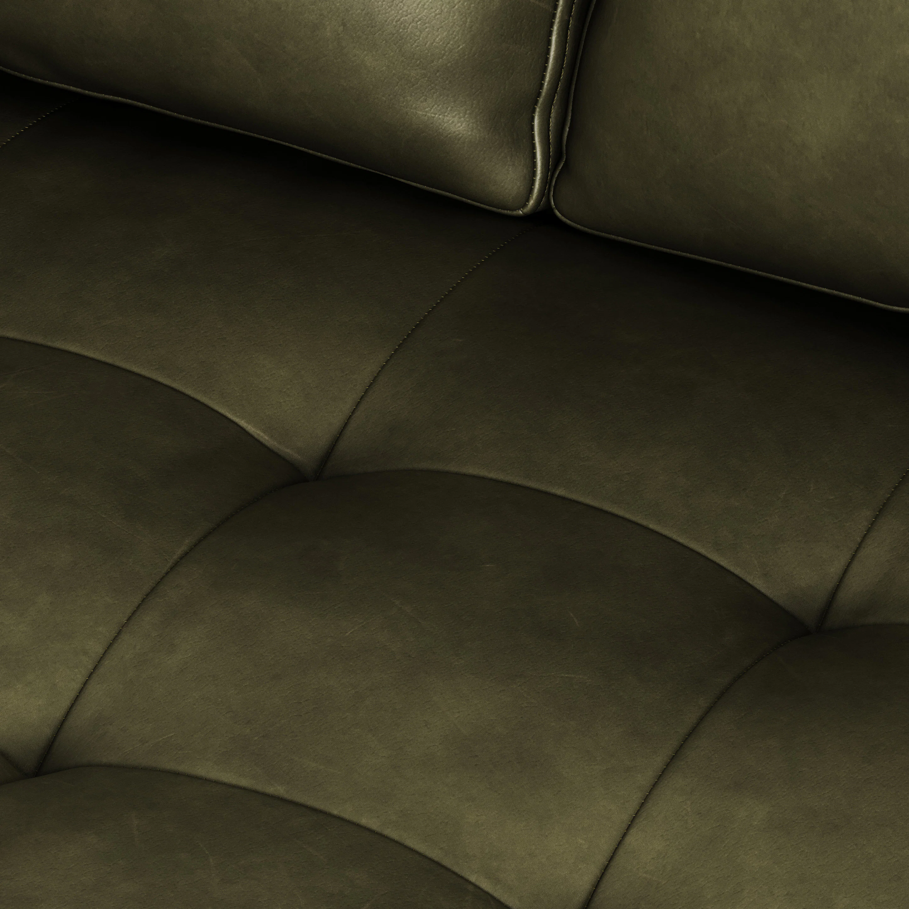 Sven 88" Tufted Leather Sofa - Charme Green
