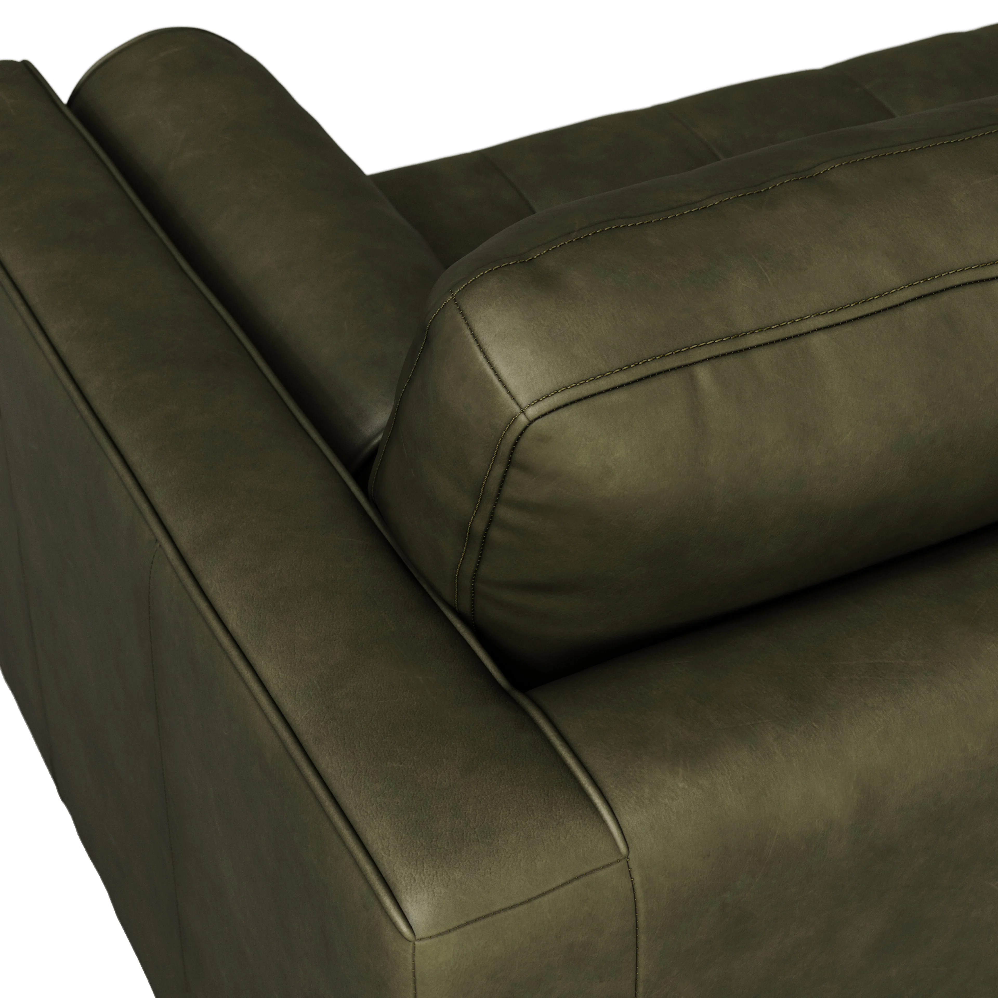Sven 88" Tufted Leather Sofa - Charme Green
