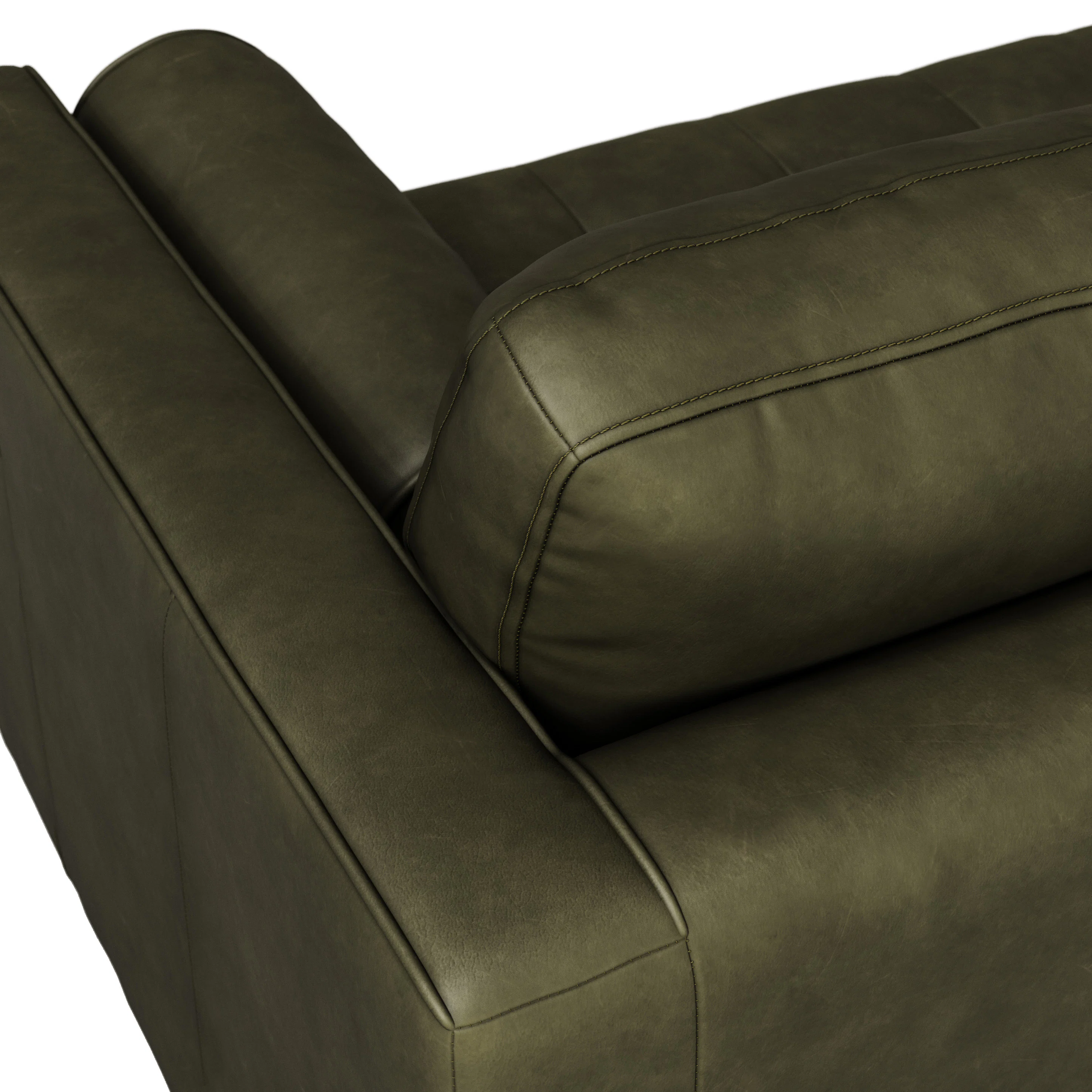 Sven 88" Tufted Leather Sofa - Charme Green